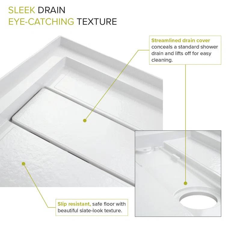 60'' W 32'' D Rectangular Single Shower Base