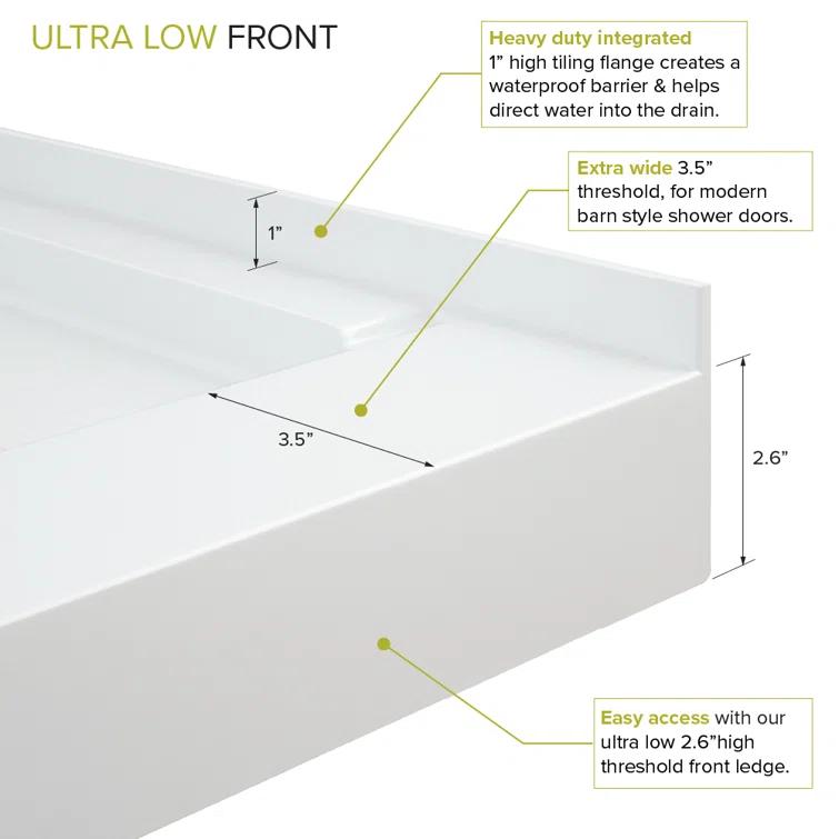 60'' W 32'' D Rectangular Single Shower Base