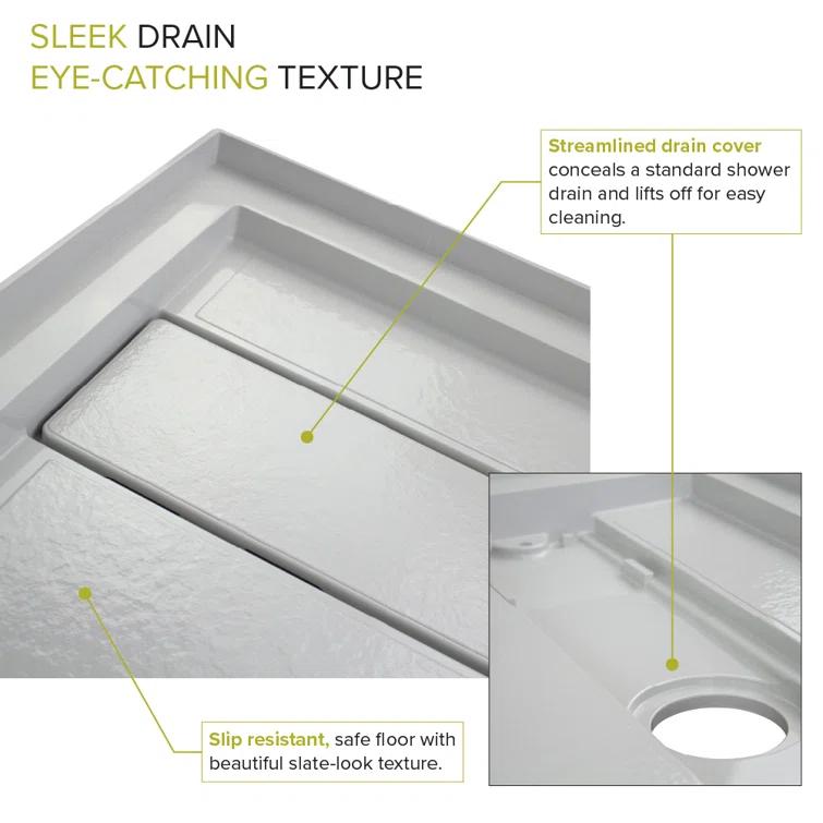 Transolid FLU6032L-39 60'' W 32'' D Rectangular Single Shower Base
