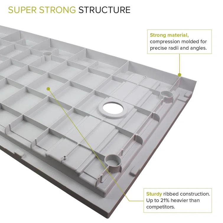 Transolid FLU6032L-39 60'' W 32'' D Rectangular Single Shower Base