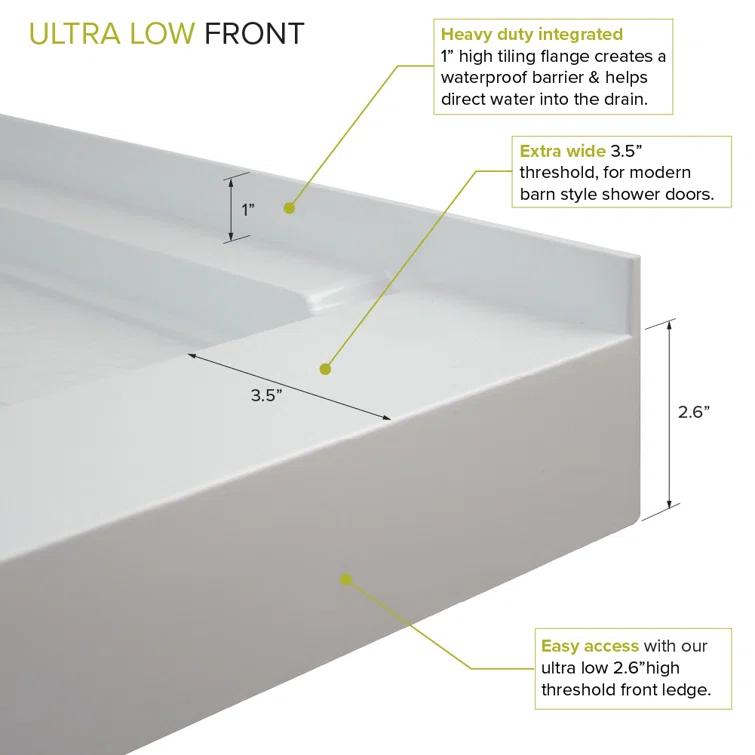 Transolid FLU6032L-39 60'' W 32'' D Rectangular Single Shower Base