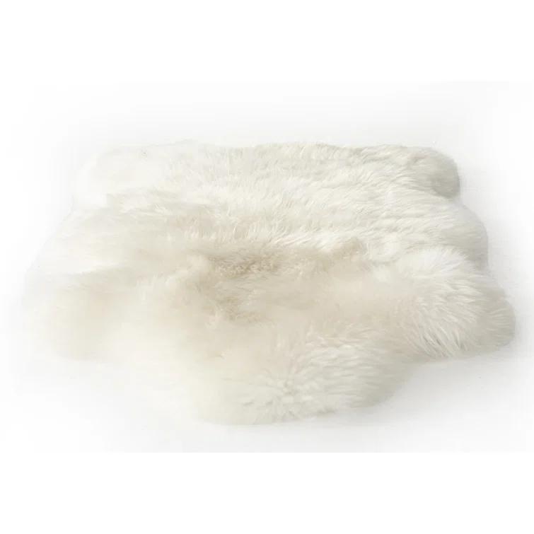 Mateo Collection Luxurious Cream Lambskin Throw Blanket