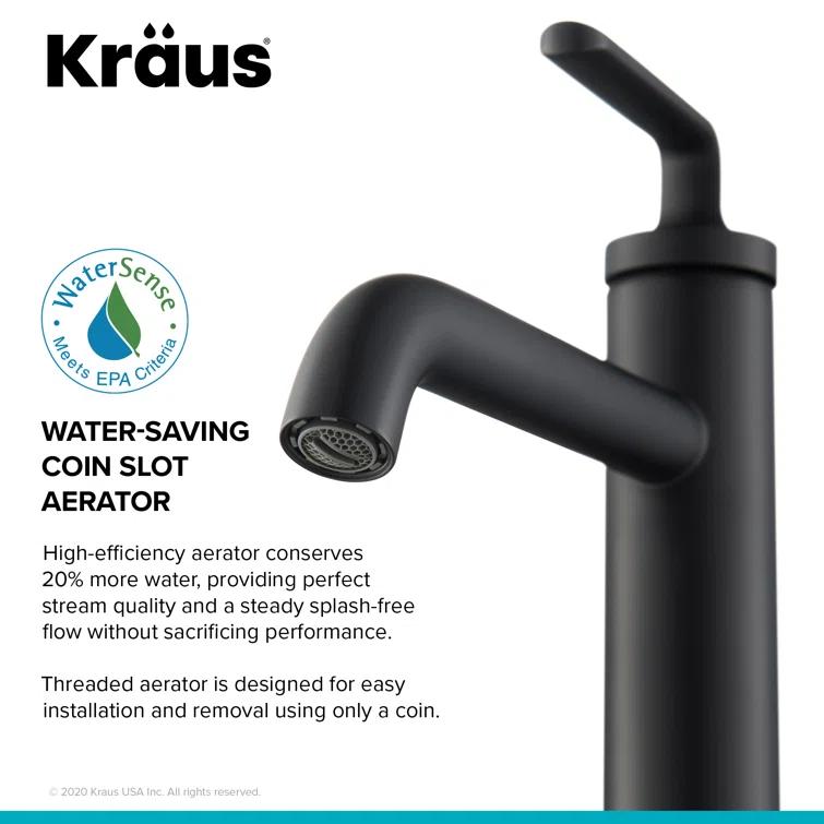 Ramus Single Handle Vessel Sink Bathroom Faucet with Drain Assembly