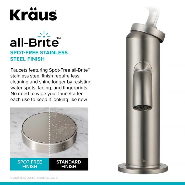 KRAUS Ramus Single Handle Bathroom Sink Faucet with Lift Rod Drain