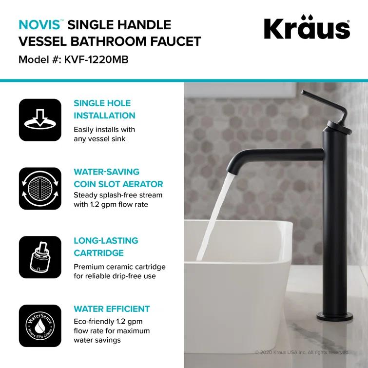 Ramus Vessel Sink Bathroom Faucet with Drain Assembly