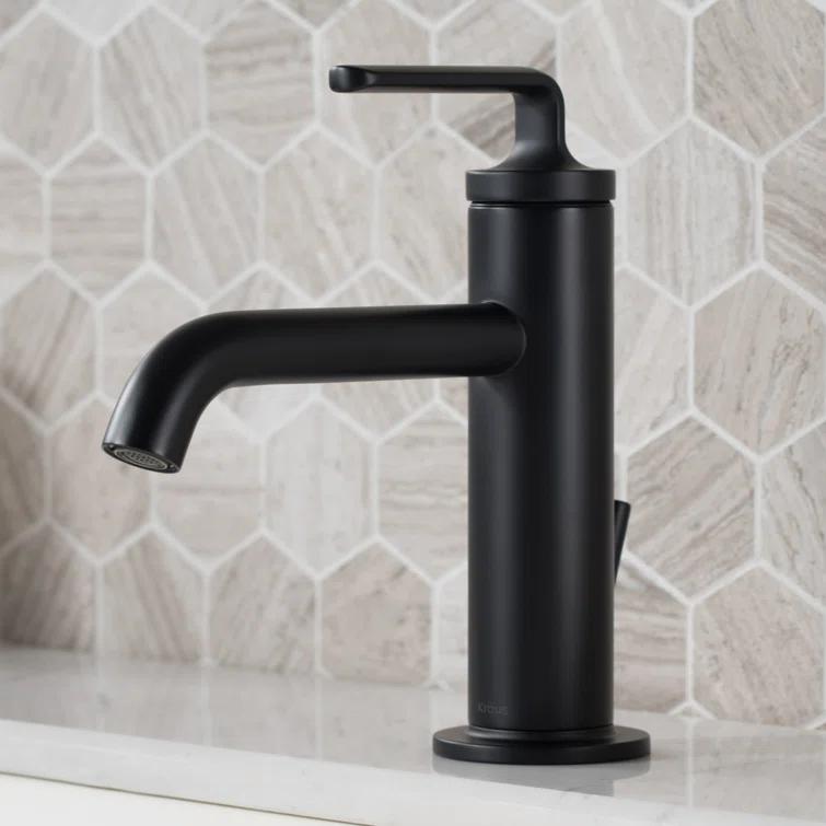 KRAUS Ramus Single Handle Bathroom Sink Faucet with Lift Rod Drain