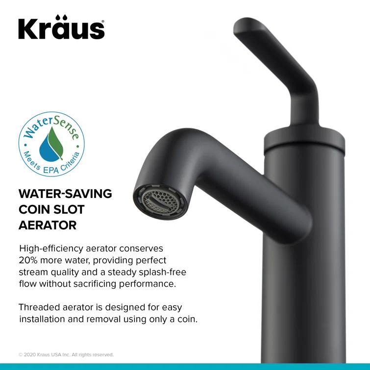 KRAUS Ramus Single Handle Bathroom Sink Faucet with Lift Rod Drain