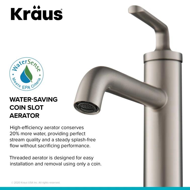 Ramus Single Handle Vessel Sink Bathroom Faucet with Drain Assembly