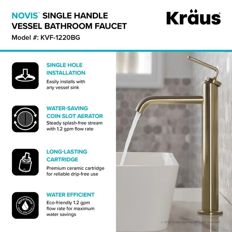 Ramus Vessel Sink Bathroom Faucet with Drain Assembly