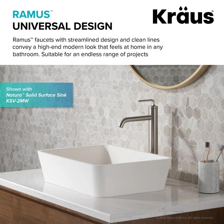 Ramus Single Handle Vessel Sink Bathroom Faucet with Drain Assembly