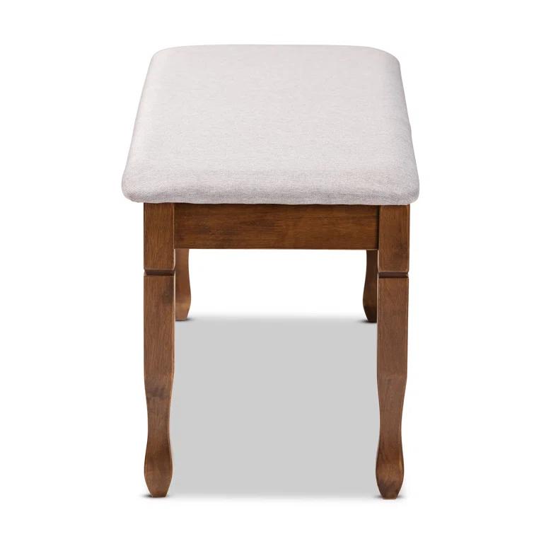 Charlton Home® Gethyn Grey Fabric Upholstered Bench With Walnut Brown Finished Wood, 18.9'' H X 47.8'' W X 16.1'' D
