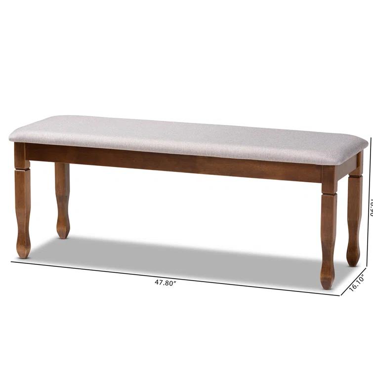 Charlton Home® Gethyn Grey Fabric Upholstered Bench With Walnut Brown Finished Wood, 18.9'' H X 47.8'' W X 16.1'' D