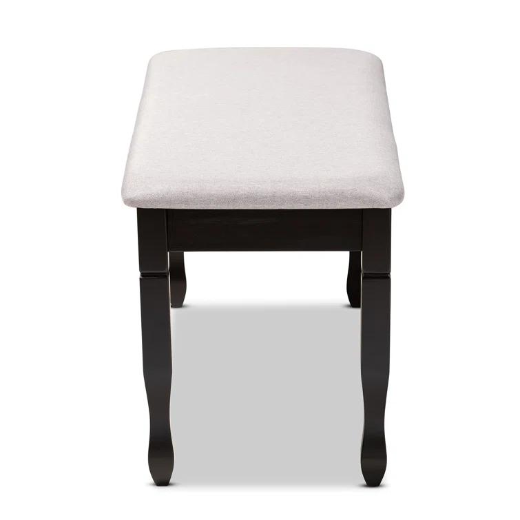 Charlton Home® Gethyn Grey Fabric Upholstered Bench With Dark Brown Finished Wood, 18.9'' H X 47.8'' W X 16.1'' D