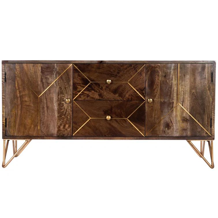 Butler Specialty Company Alda 47" Wood & Brass Metal Inlay Tv Stand