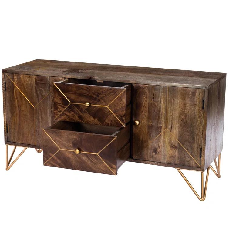 Butler Specialty Company Alda 47" Wood & Brass Metal Inlay Tv Stand
