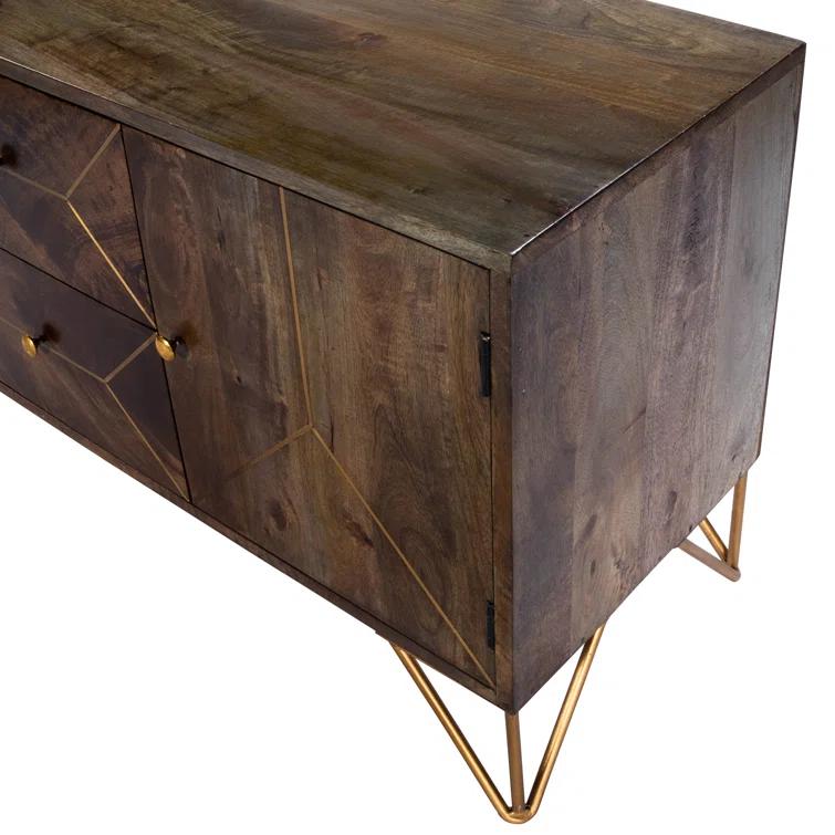 Butler Specialty Company Alda 47" Wood & Brass Metal Inlay Tv Stand