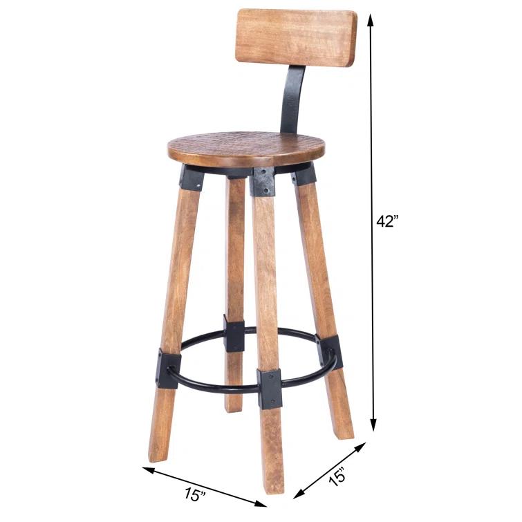 Butler Specialty Masterson Mango Wood & Metal Bar Stool In Beige