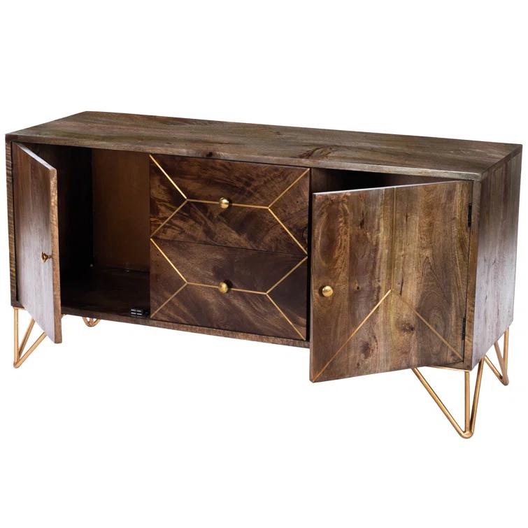 Butler Specialty Company Alda 47" Wood & Brass Metal Inlay Tv Stand