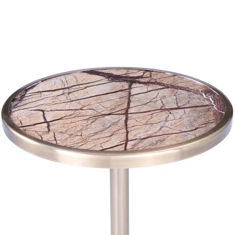 Butler Specialty Mash Metal & Marble End Table In Gold