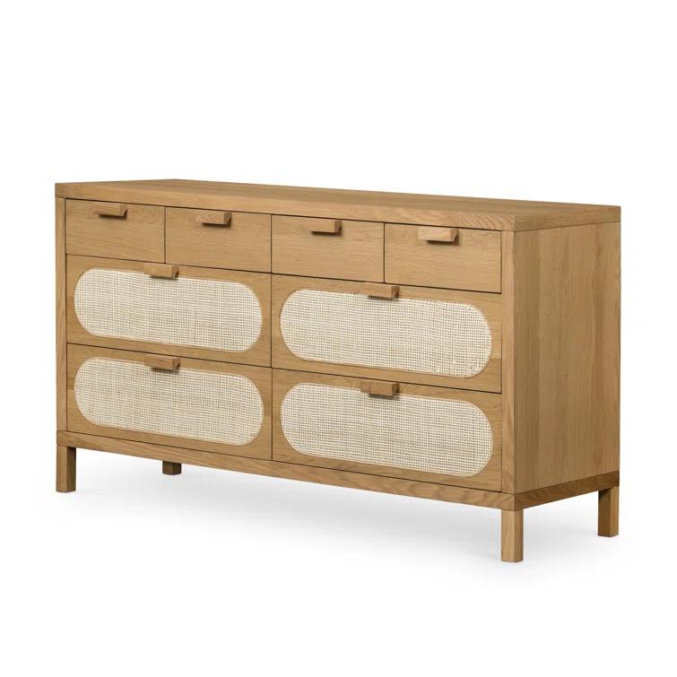 Alder Cane Paned 8-Drawer Dresser