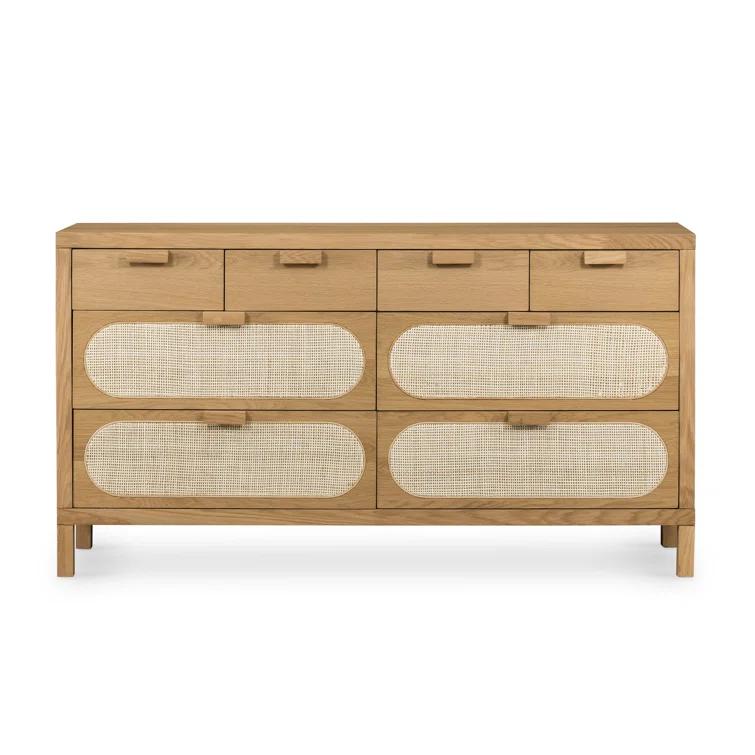 Alder Cane Paned 8-Drawer Dresser