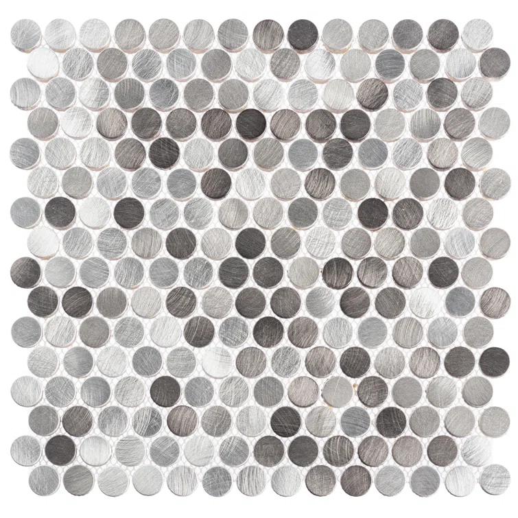 Orb 3/4" Metal Penny Round Mosaic Tile Shower Wall, Kitchen Backsplash and Wall Tile