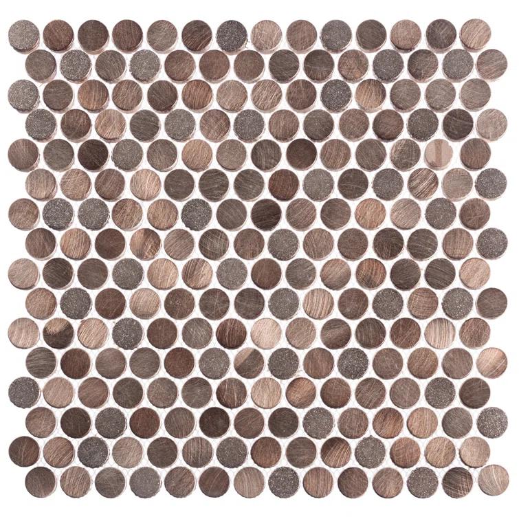 Orb 3/4" Metal Penny Round Mosaic Tile Shower Wall, Kitchen Backsplash and Wall Tile