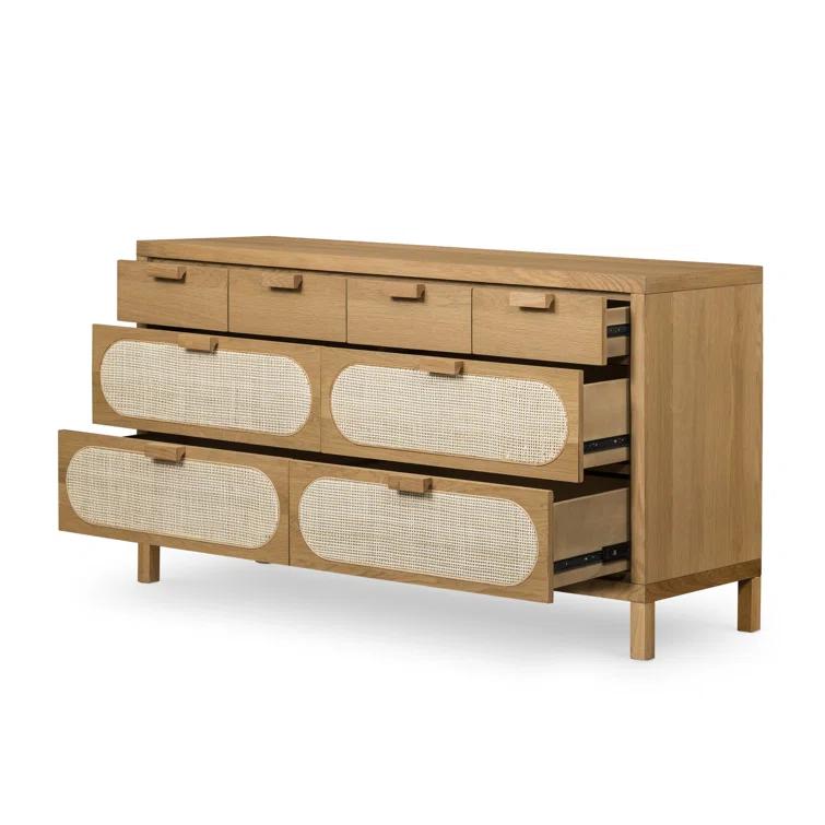 Alder Cane Paned 8-Drawer Dresser