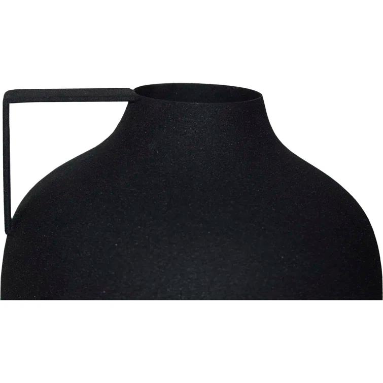 Renwil Roove Modern Iron Metal Decorative Vase in Matte Black (Set of 2)