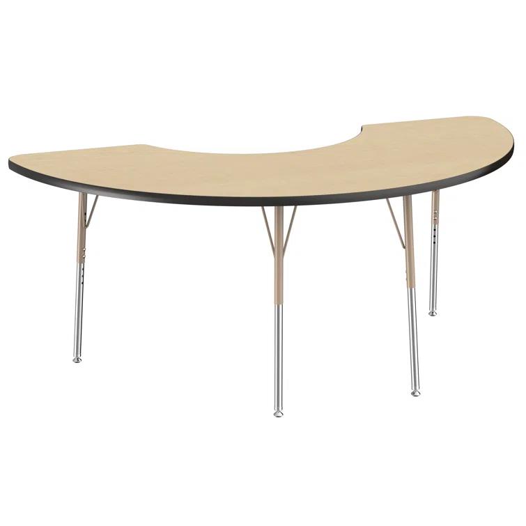 36" x 72" Half Moon T-Mold Activity Table with Adjustable Legs