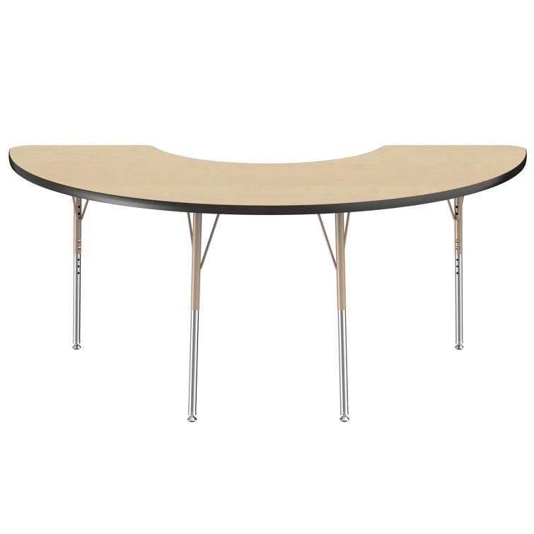 36" x 72" Half Moon T-Mold Activity Table with Adjustable Legs