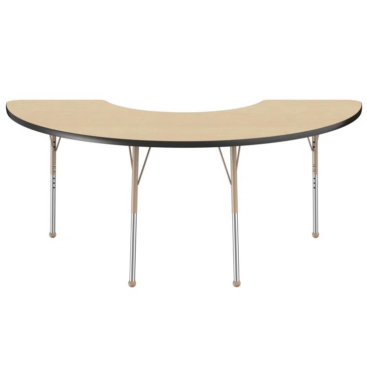 36" x 72" Half Moon T-Mold Activity Table with Adjustable Legs