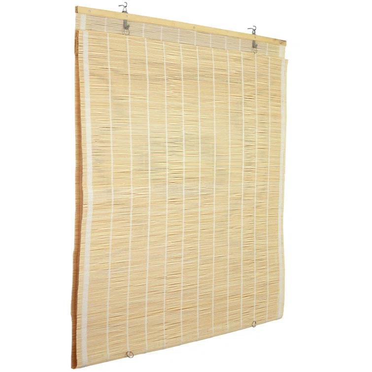 Oriental Furniture Cordless Light Filtering Bamboo Roman Window Shades, Beige, 2" x 24"