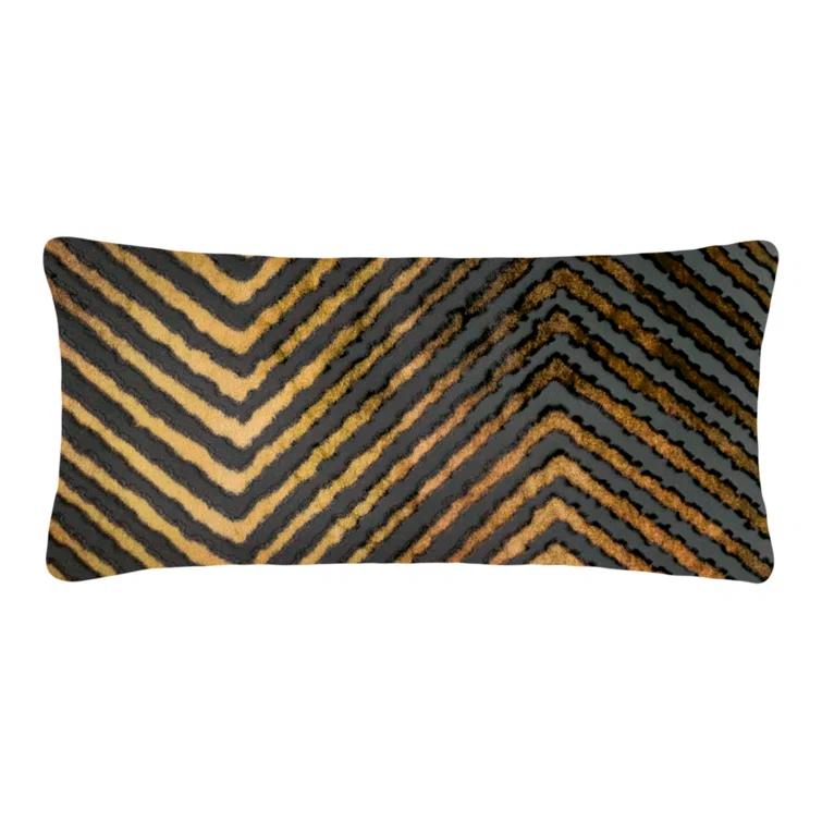 Kevin O'Brien Studio Chevron Velvet Reversible Throw Pillow
