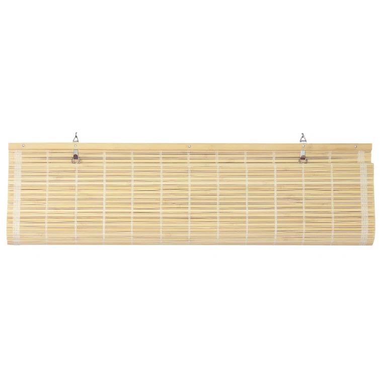 Oriental Furniture Cordless Light Filtering Bamboo Roman Window Shades, Beige, 2" x 24"