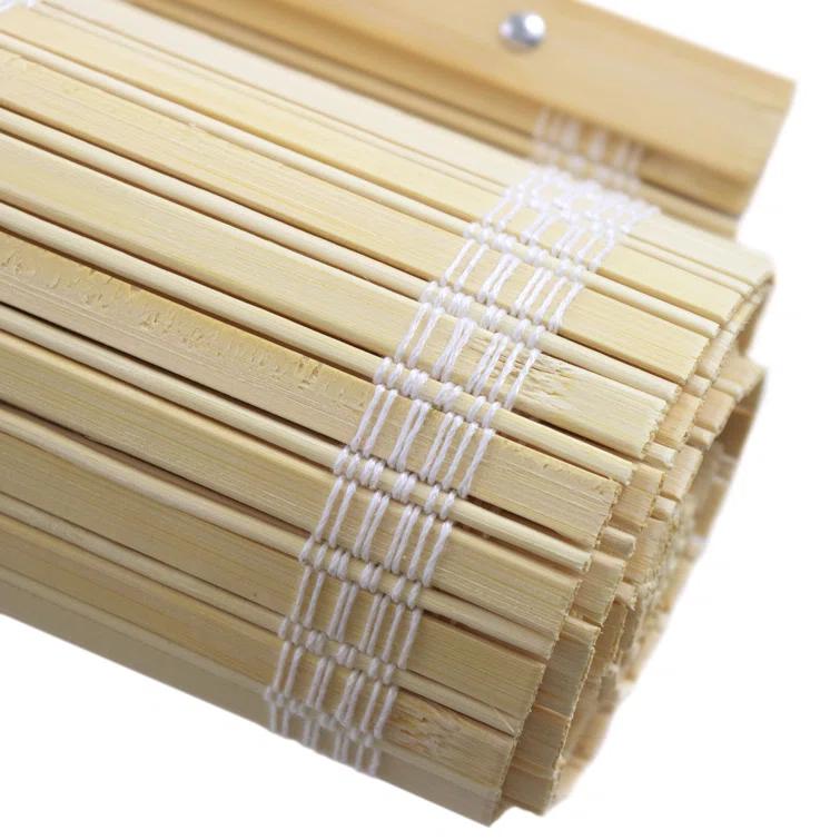 Oriental Furniture Cordless Light Filtering Bamboo Roman Window Shades, Beige, 2" x 24"