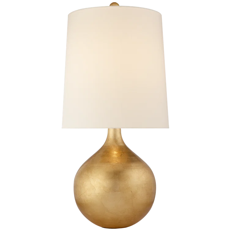 Elegant Gilded Orb Base Table Lamp with Linen Shade