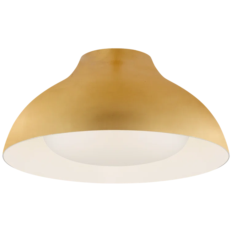 Gold and White Glass 15" LED Flush Mount Light