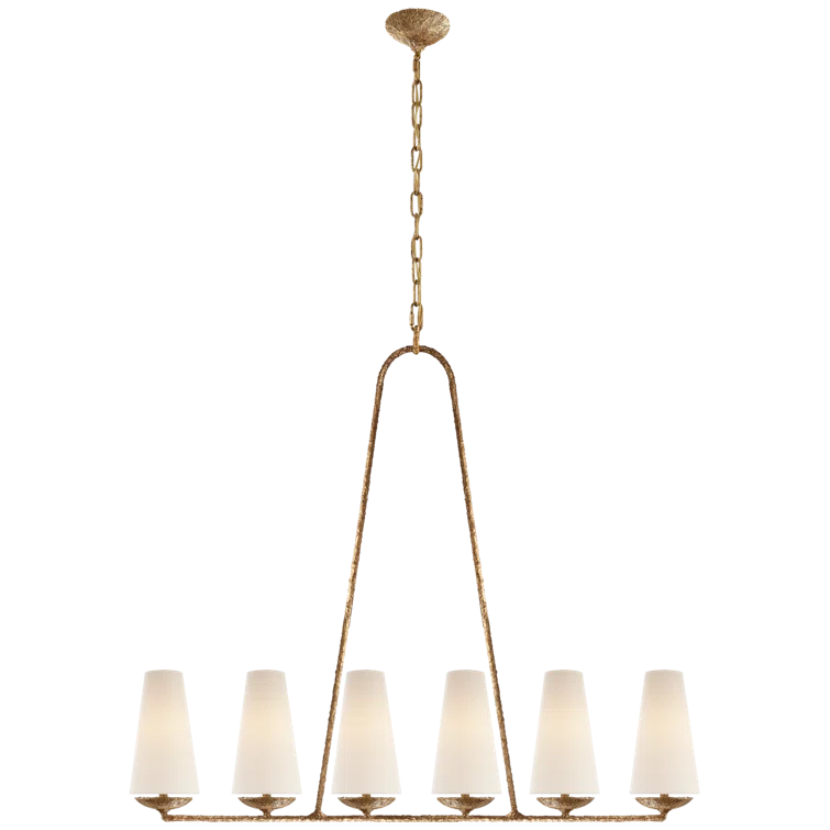 Fontaine Gilded 39" Linear Chandelier with Candle Ambiance