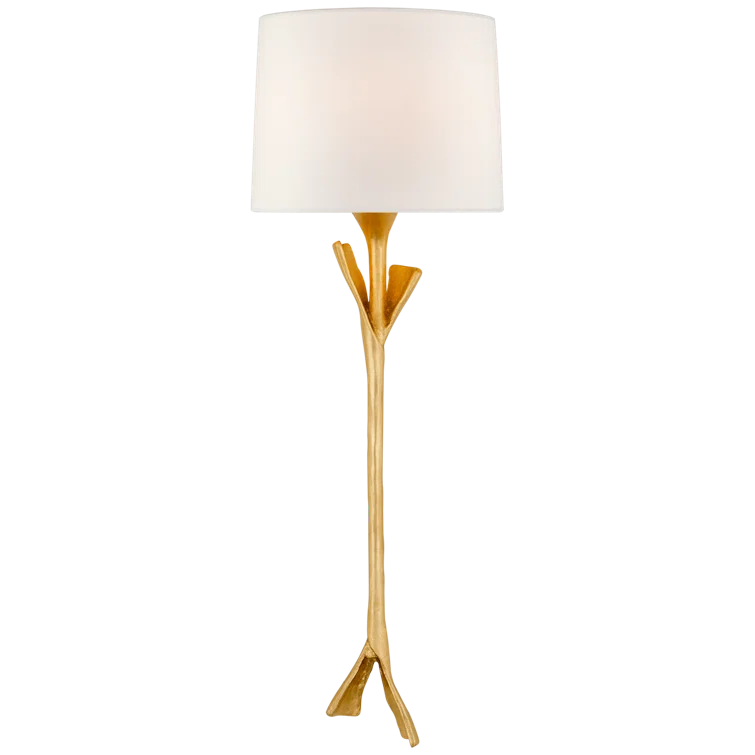 Fliana Gilded 24" Gold Tail Sconce with Linen Shade