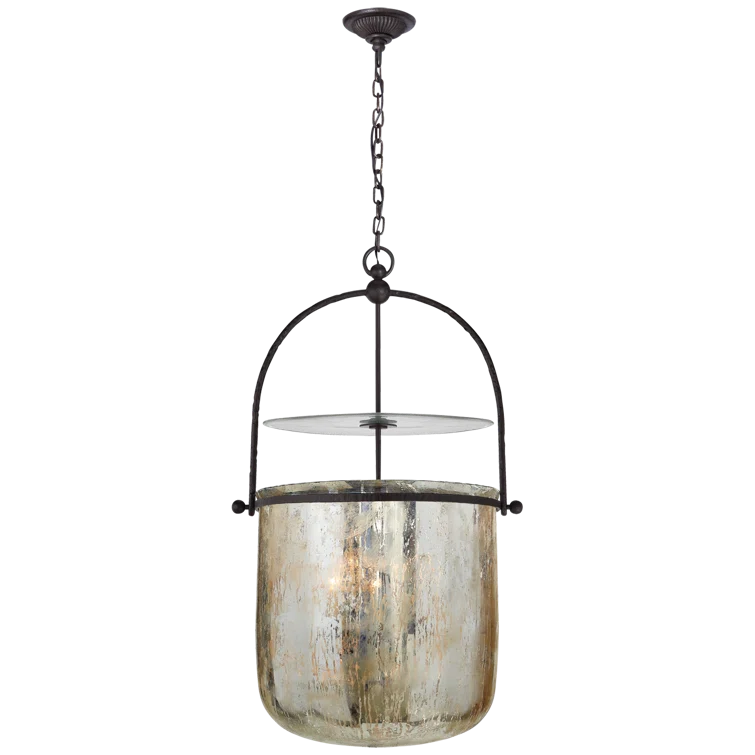 Lorford Aged Iron and Mercury Glass 4-Light Chandelier