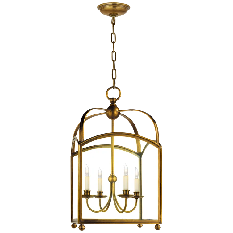 Antique-Burnished Brass and Glass 24" Indoor/Outdoor Lantern