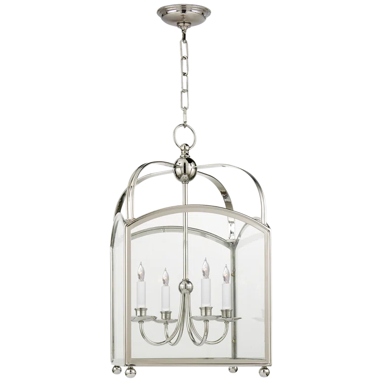 Transitional Arch Top 24" Polished Nickel Lantern Pendant