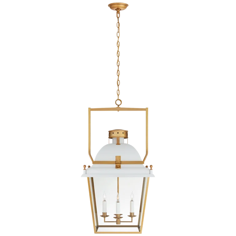 Coventry Medium Matte White and Brass Lantern