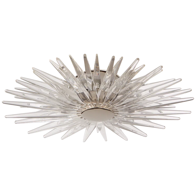 Quincy Modern Polished Nickel & Crystal 17" LED Semi Flush Mount
