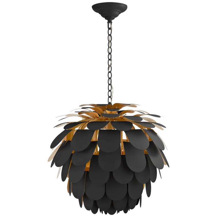 Cynara Tropical Pineapple-Inspired 15" Black Crystal Pendant Light