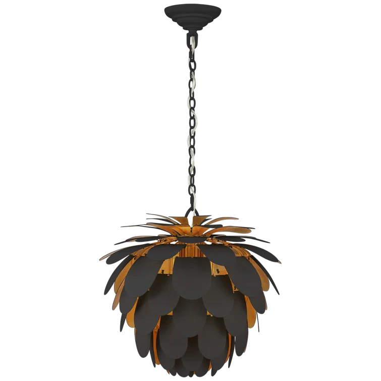 Cynara Tropical Pineapple-Inspired 15" Black Crystal Pendant Light