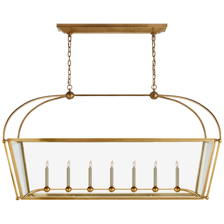 Riverside Antique Brass 7-Light Linear Island Pendant