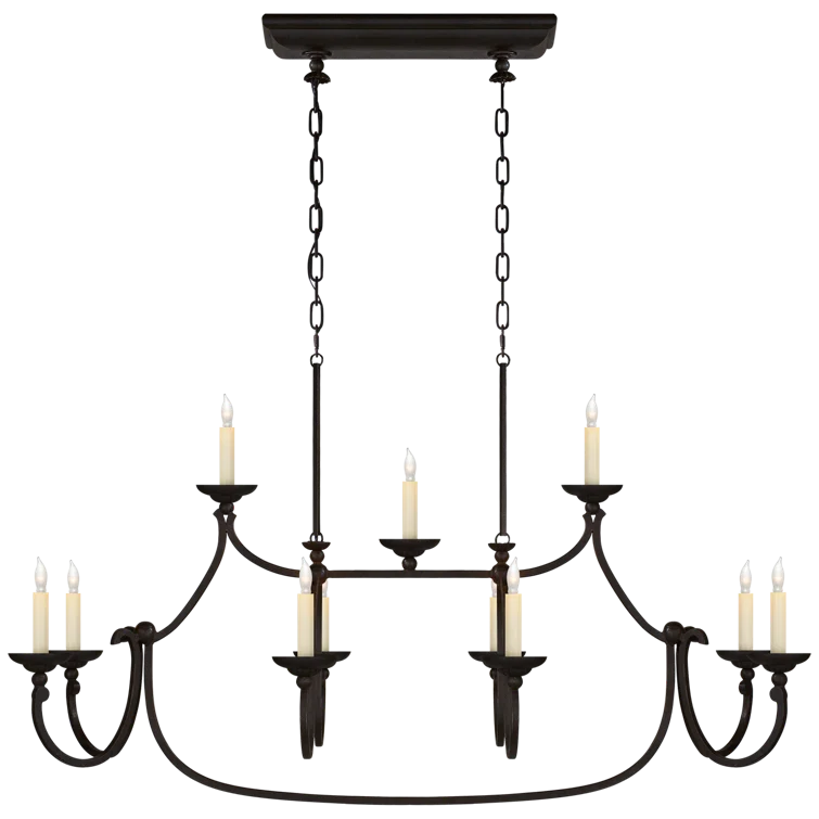 Aged Iron 11-Light Candle Chandelier
