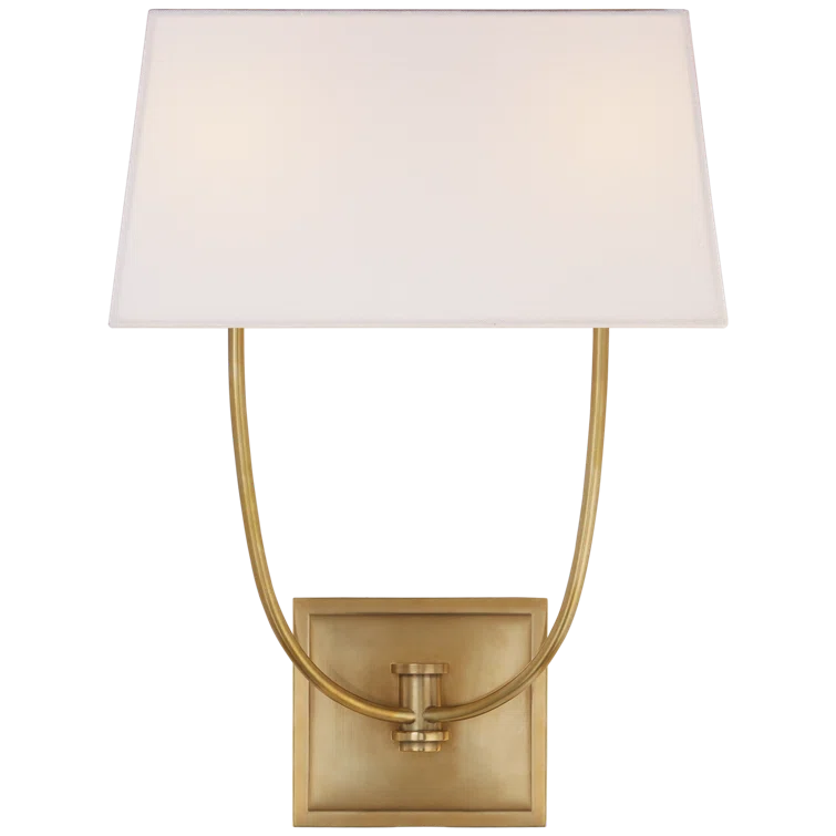 Antique Brass and Linen 18" Dimmable Sconce